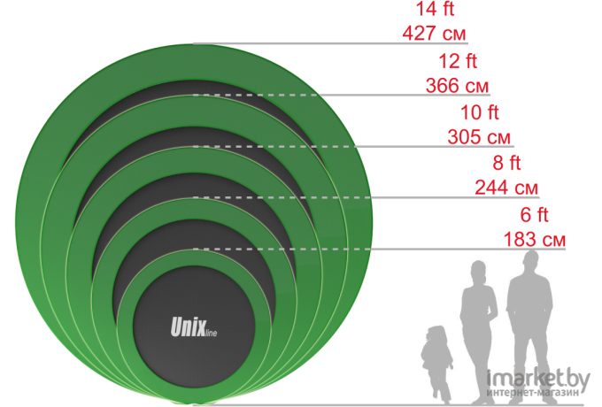 Батут Unix line outside 14 ft-427 см Classic с защитной сеткой и лестницей