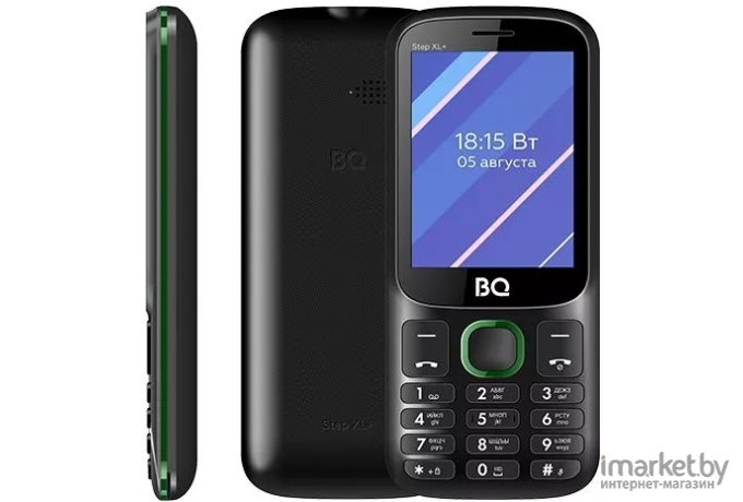 Мобильный телефон BQ-Mobile Step XL+ BQ-2820 черный/зеленый