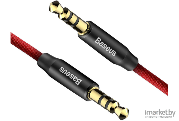 Кабель Baseus CAM30-B91 Yiven Audio Cable M30 AUX 3.5mm (M) to AUX 3.5mm (M) 1m Red+Black (Baseus Yiven Audio Cable M30 1M Red+Black (CAM30-B91))