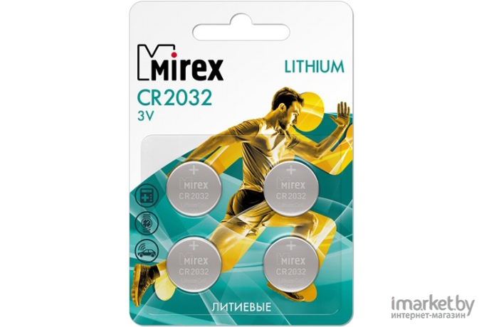 Батарейка Mirex CR2032 литиевая блистер 4 шт [23702-CR2032-E4]