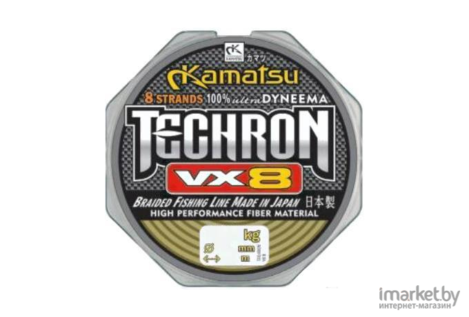 Плетеная леска KAMATSU TECHRON VX8 100 м 0,18мм [256100018]