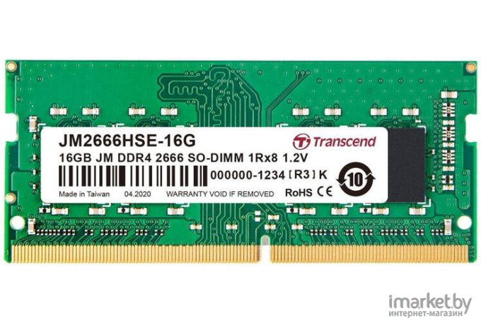 Оперативная память Transcend 16GB 2666MHz DDR4 Non-ECC CL19 SODIMM [JM2666HSE-16G]