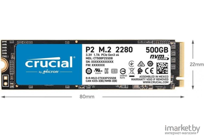 SSD диск Crucial 250 Gb M.2 2280 M  P2 [CT250P2SSD8]