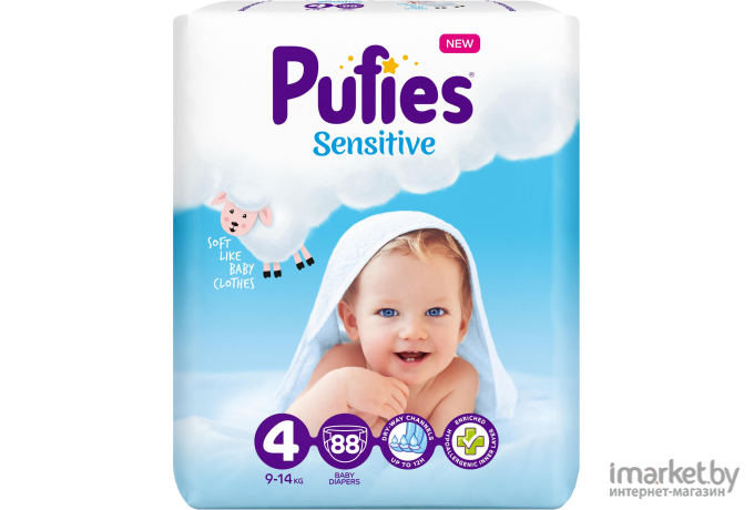 Детские подгузники Pufies Sensitive Maxi 9-14кг (88шт)