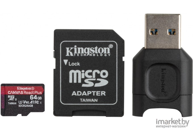 Карта памяти Kingston microSDXC 64Gb  microSDXC UHS-II Class U3 V30 A2 [MLPMR2/64GB]