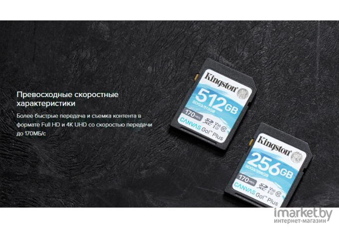 Карта памяти Kingston SDXC 128Gb  SDXC UHS-I Class U3 V30 [SDG3/128GB]