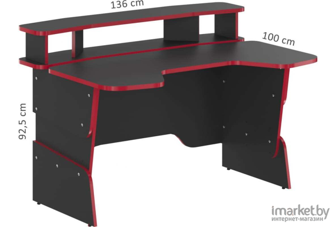 Стол игровой Skyland STG 1390 антрацит/красный