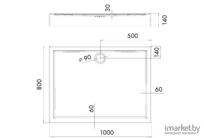 Душевой поддон Iregio LDBR2166 100x80x14