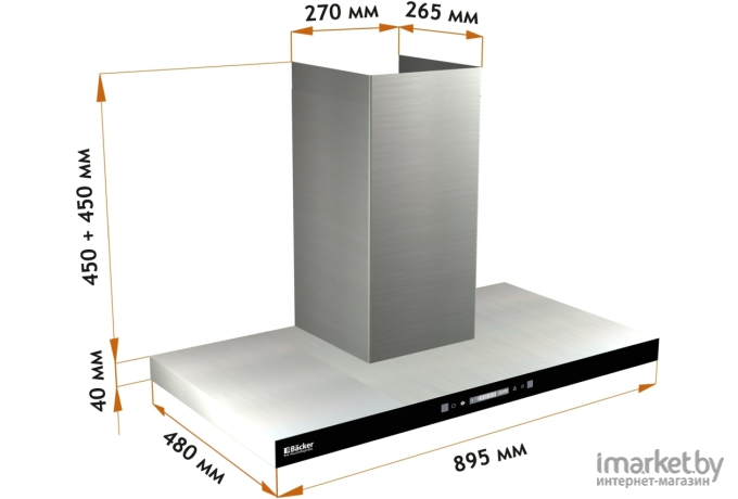 Вытяжка Backer CH90E-MC-L200 Inox BG