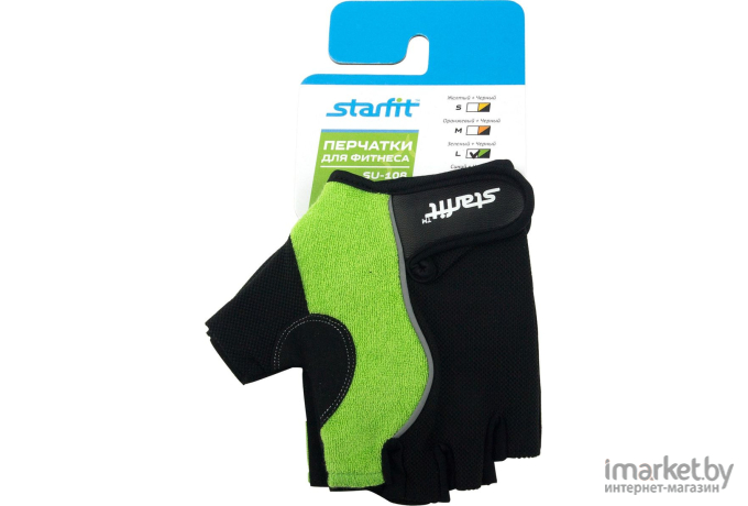 Перчатки для фитнеса Starfit SU-108 L зеленый/черный