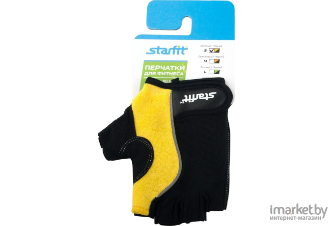 Перчатки для фитнеса Starfit SU-108 S желтый/черный