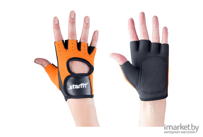 Перчатки для фитнеса Starfit SU-107 S оранжевый/черный