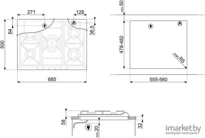 Варочная панель Smeg SR275X2