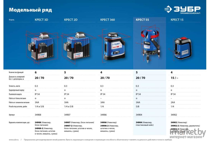 Лазерный нивелир Зубр Крест-15 со штативом [34902-3]