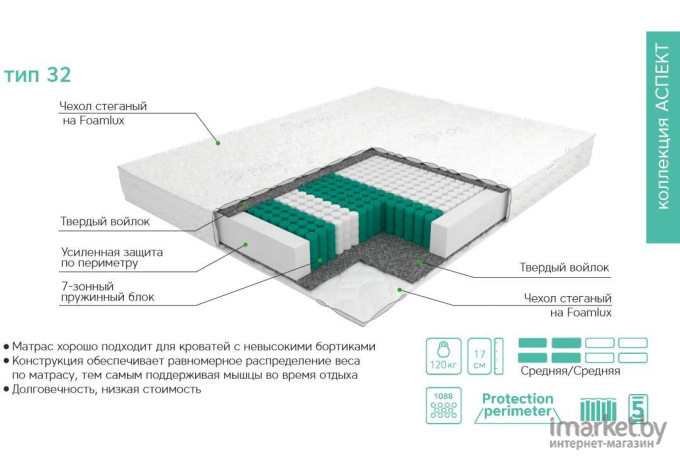Матрас EOS Аспект 32 160x200 жаккард