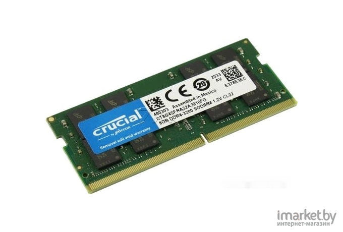 Оперативная память Crucial SO-DIMM DDR 4 DIMM 8Gb PC25600 3200MHz  [CT8G4SFRA32A]