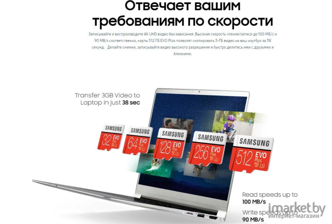 Карта памяти Samsung MicroSD EVO plus 256 ГБ [MB-MC256HA/RU]