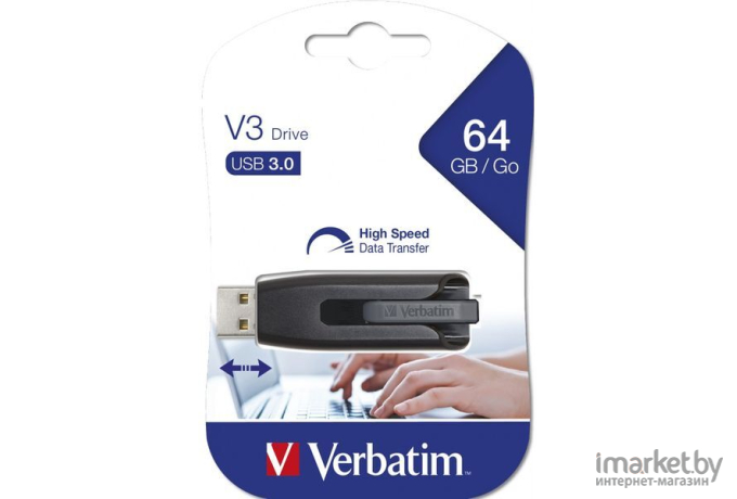Usb flash Verbatim 64Gb FlashDrive V3 3.0 серый [49174]
