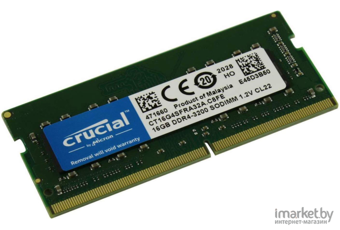Оперативная память Crucial 16GB DDR4 SODIMM PC4-25600 (CT16G4SFRA32A)