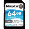 Карта памяти Kingston 64Gb Canvas Go Plus SDXC UHS-I U3 V30 [SDG3/64GB]