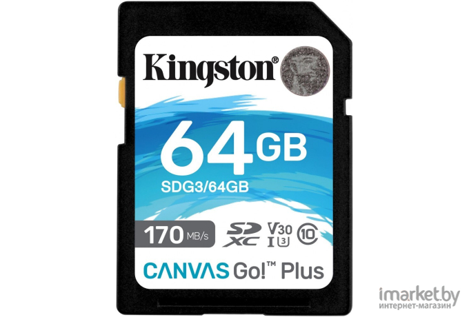 Карта памяти Kingston 64Gb Canvas Go Plus SDXC UHS-I U3 V30 [SDG3/64GB]