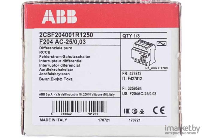 Выключатель нагрузки ABB F204 AC-25/0,03 [2CSF204001R1250]