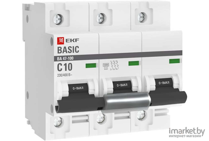 Выключатель нагрузки EKF ВА 47-100 3P 10А (D)