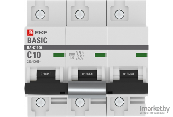 Выключатель нагрузки EKF ВА 47-100 3P 10А (D)