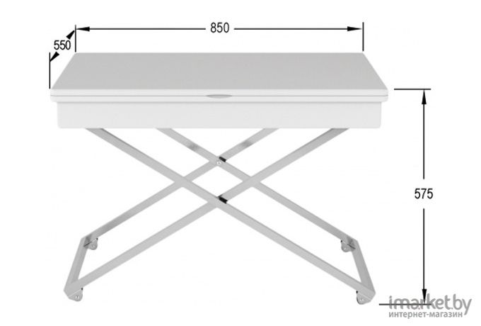 Стол-трансформер Калифорния мебель Андрэ Хром белый