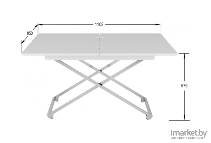 Стол-трансформер Калифорния мебель Андрэ Хром белый