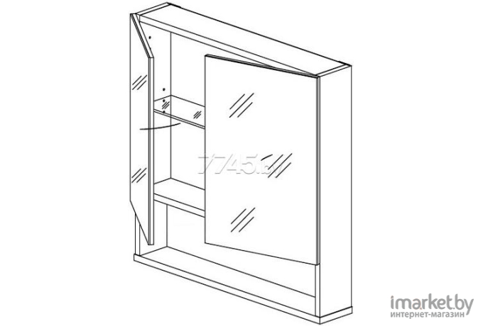 Шкаф с зеркалом СанитаМебель Ларч 11.700