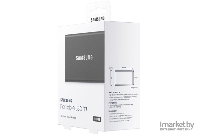 Внешний накопитель Samsung T7 Touch USB3.2  500 ГБ черный [MU-PC500T/WW]