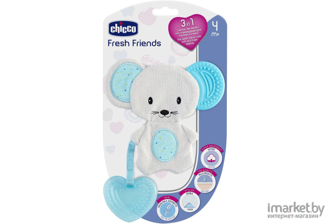 Прорезыватель для зубов Chicco Fresh Friends 3 в 1 340624041 голубой [00002583200000]