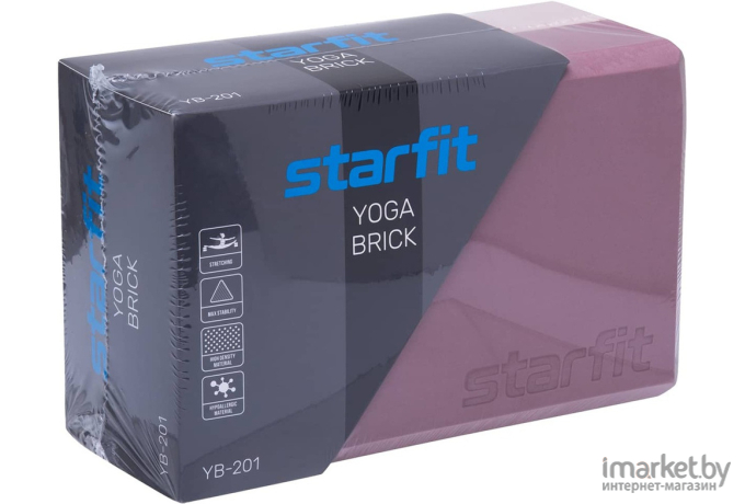 Блок для йоги Starfit YB-201 EVA, 22,8х15,2х10 см пыльная роза