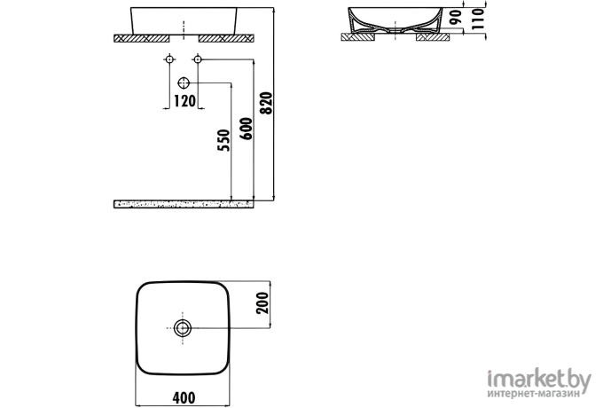 Умывальник Creavit Ultra 40 [UL040-00CB00E-0000]