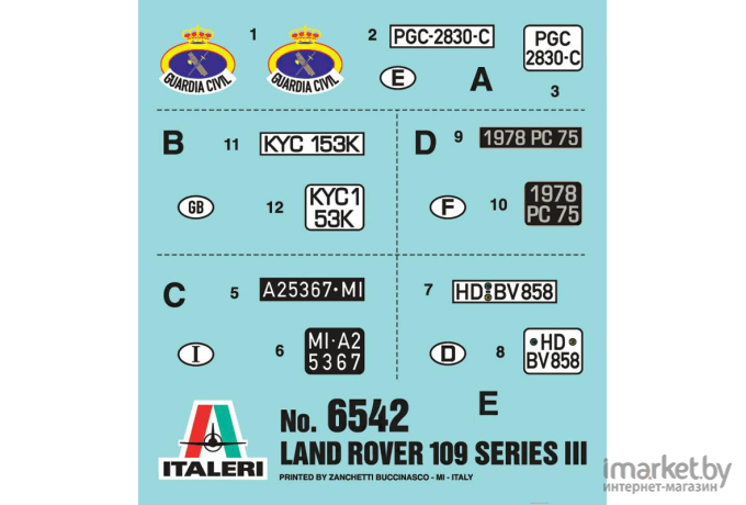 Сборная модель Italeri Внедорожник Land Rover Series III 109 Guardia Civil [6542]