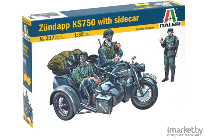 Сборная модель Italeri Мотоцикл Zundapp KS750 with Sidecar [317]