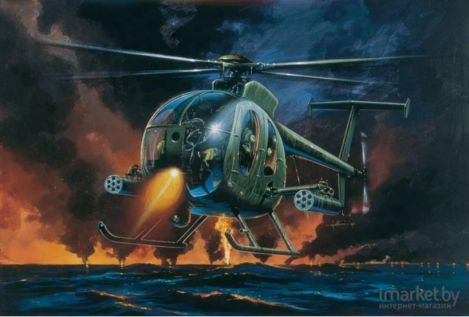 Сборная модель Italeri Легкий многоцелевой вертолет AH-6 Night Fox [017]