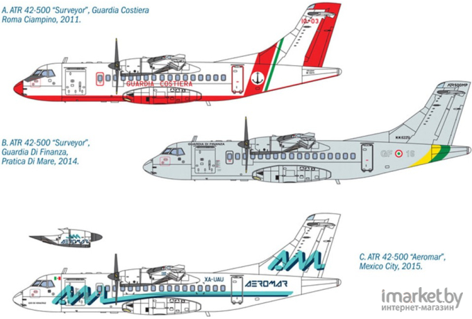 Сборная модель Italeri Пассажирский двухмоторный турбовинтовой самолет ATR 42-500 [1801]