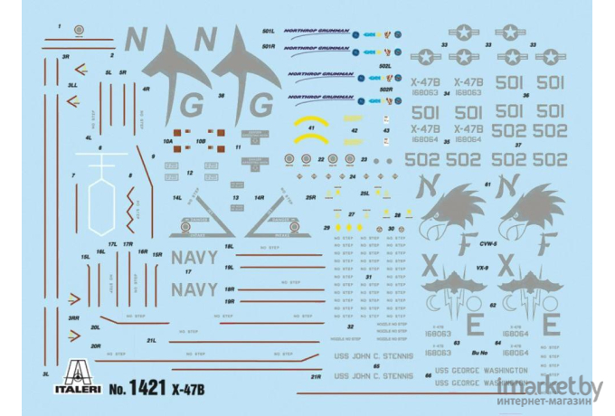 Сборная модель Italeri Боевой беспилотный летательный аппарат X-47B [1421]