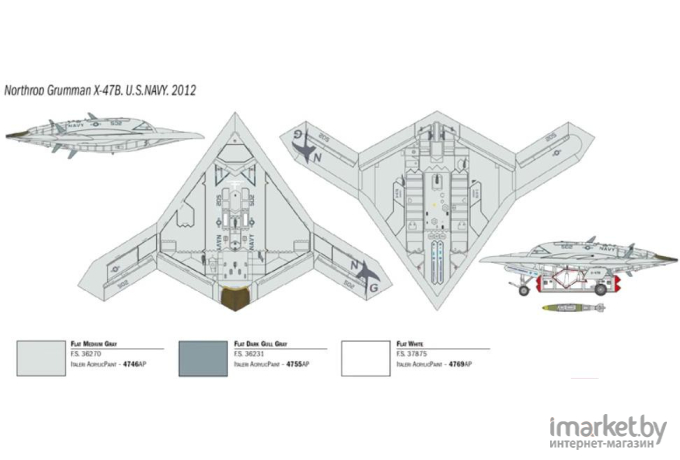 Сборная модель Italeri Боевой беспилотный летательный аппарат X-47B [1421]
