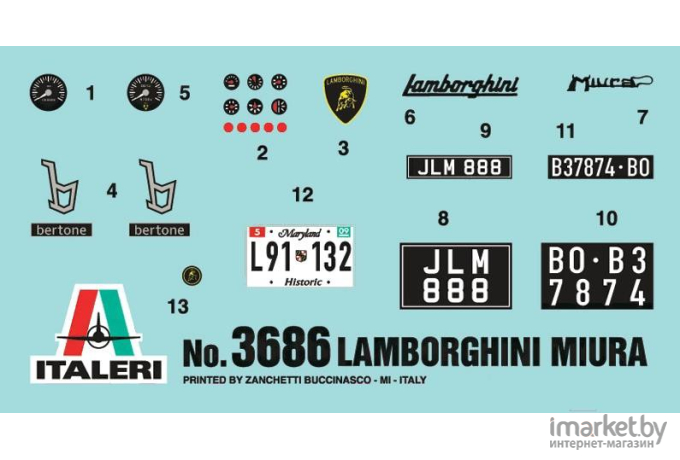 Сборная модель Italeri Автомобиль Lamborghini Miura [3686]