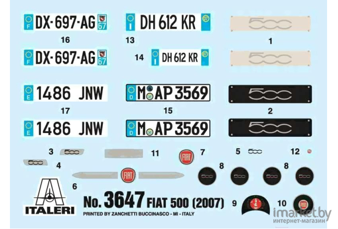 Сборная модель Italeri Автомобиль Fiat 500 2007 [3647]