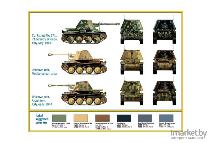 Сборная модель Italeri Немецкий истребитель танков Panzerjäger Marder III Ausf. H [7060]