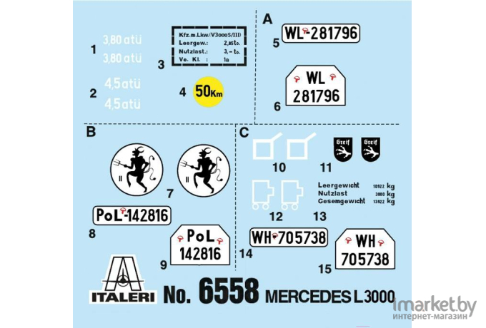 Сборная модель Italeri Автомобиль Mercedes-Benz L3000 [6558]