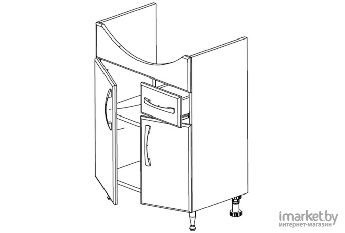 Тумба под умывальник СанитаМебель Камелия-65.21 Д2 белый