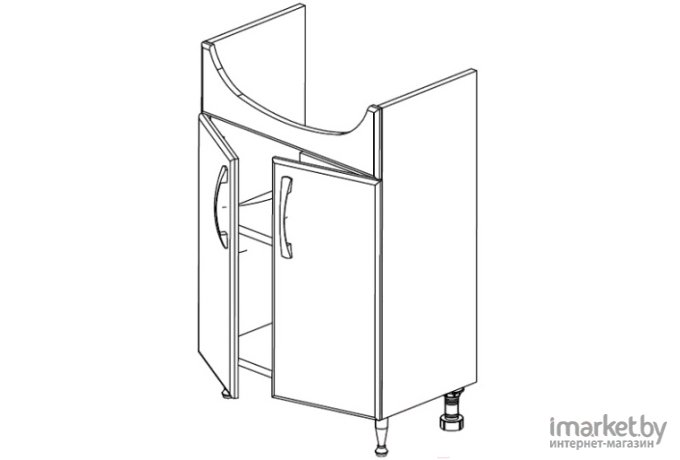 Тумба под умывальник СанитаМебель Камелия-61.13 Д2 белый