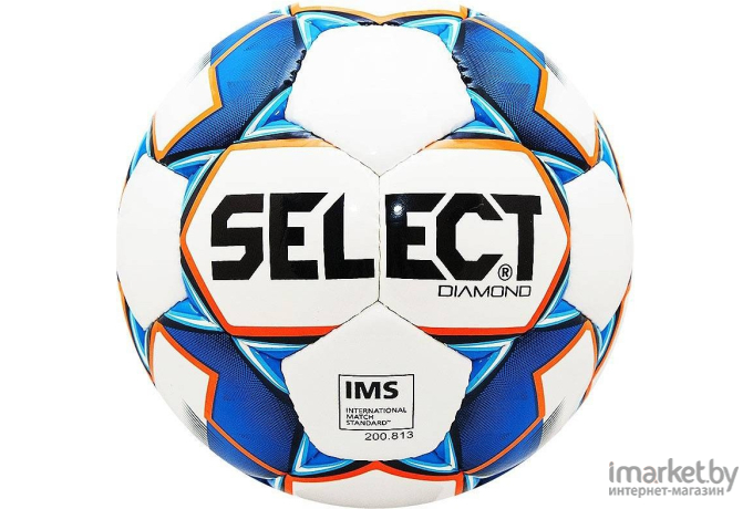 Футбольный мяч Select Diamond IMS 810015 размер 5 белый/синий/оранжевый