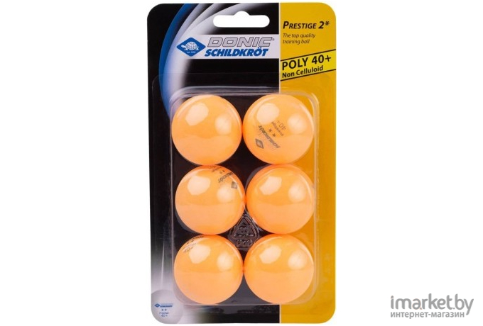 Мячи для настольного тенниса Donic Schildkröt 2 Prestige 6 шт оранжевый