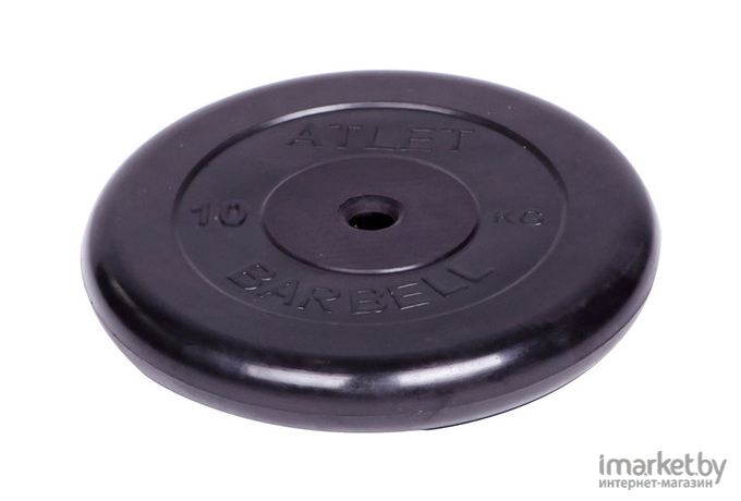 Диск для штанги MB Barbell обрезиненный d 26 мм 10,0 кг Atlet черный [2480]